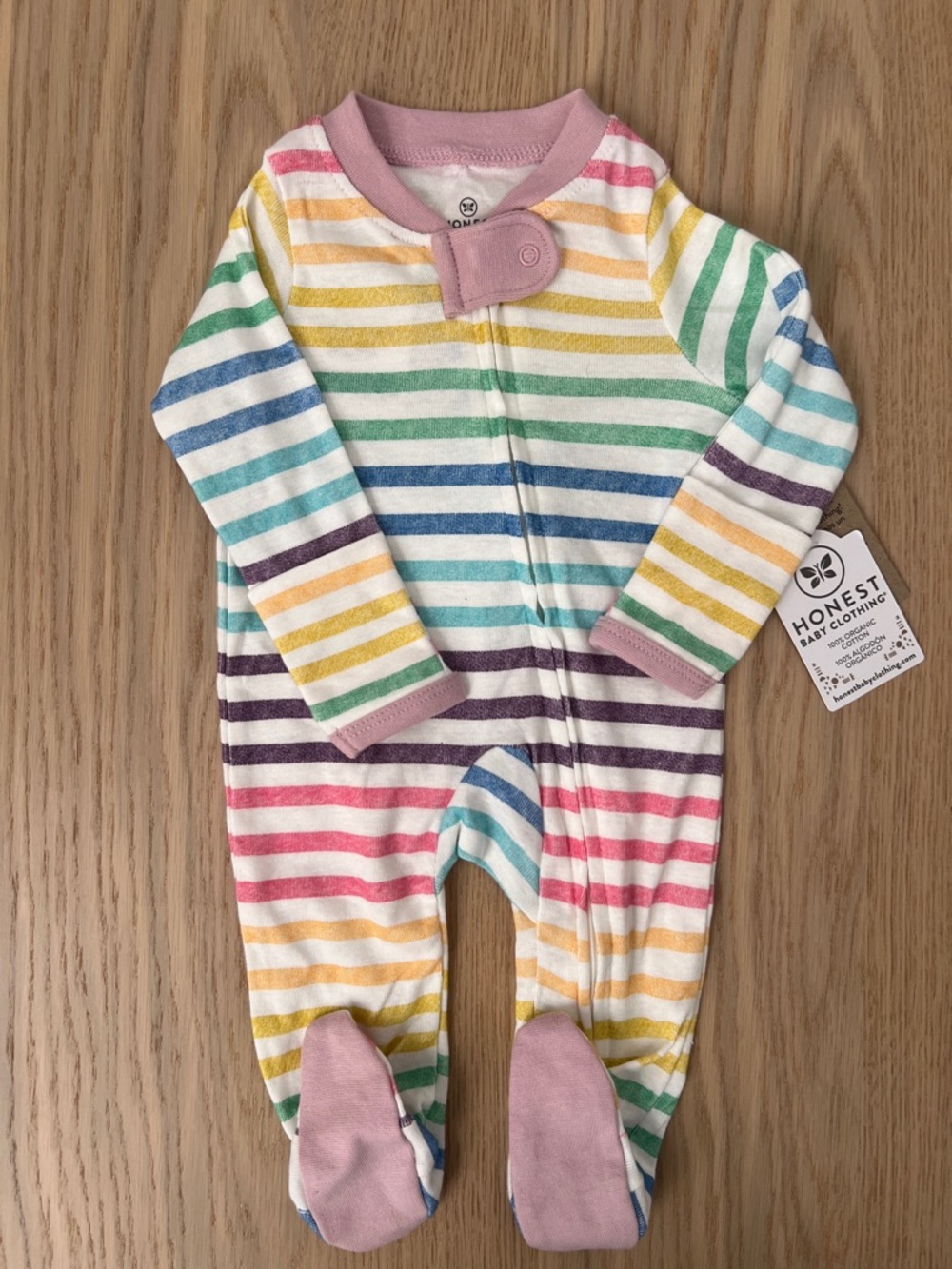 NEST Fragrances Rainbow Striped Footed One-Piece with Pink Trim